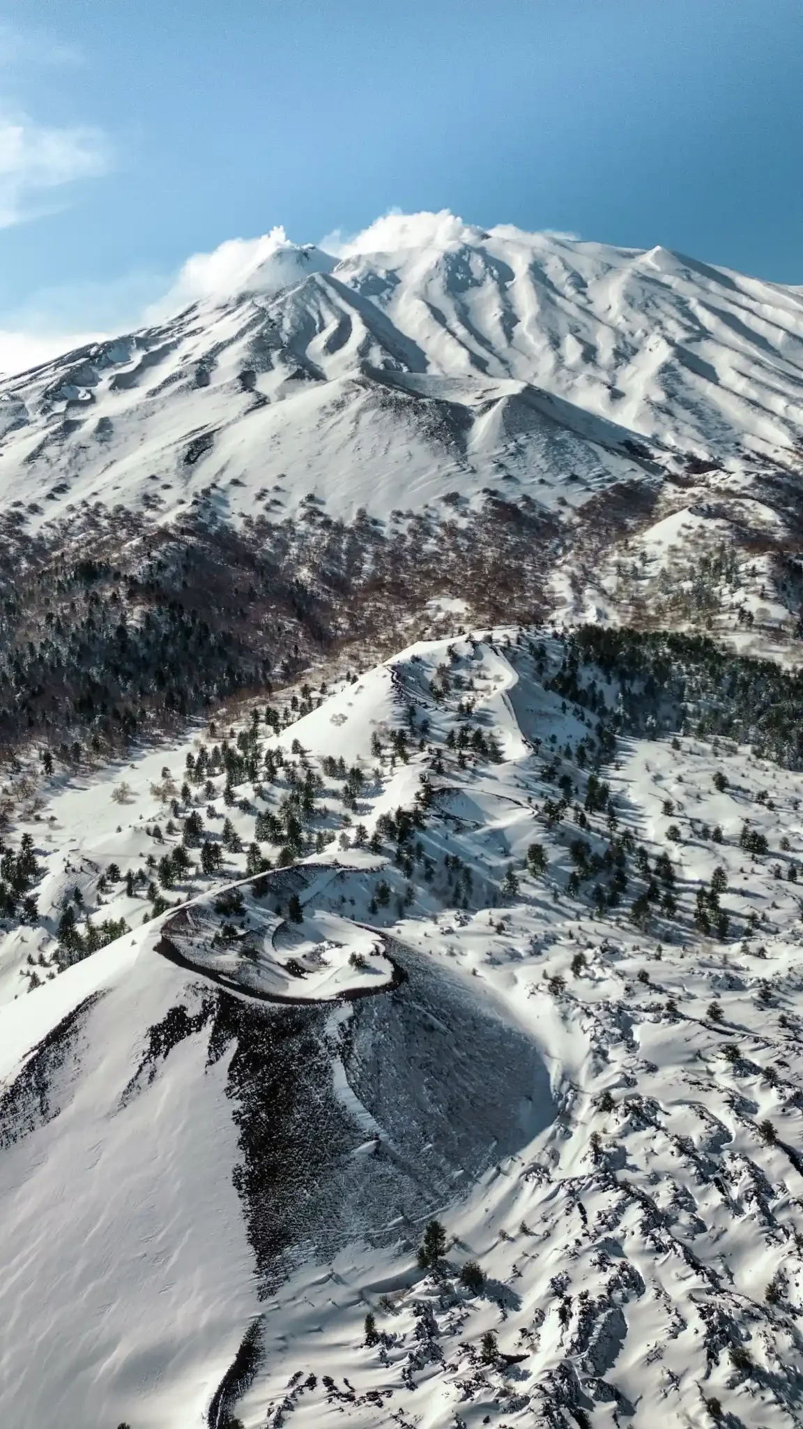 Panorama d'Etna Nord avec cratères enneigés