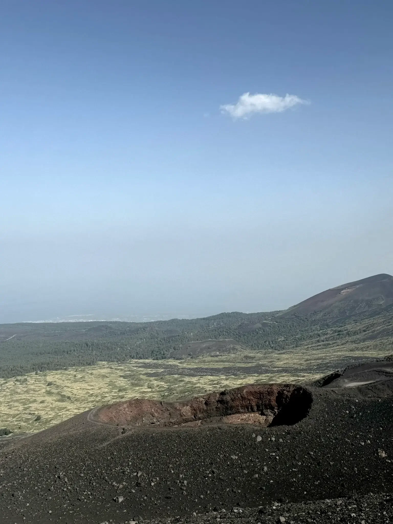 Vue d'en haut sur les cratères et la forêt