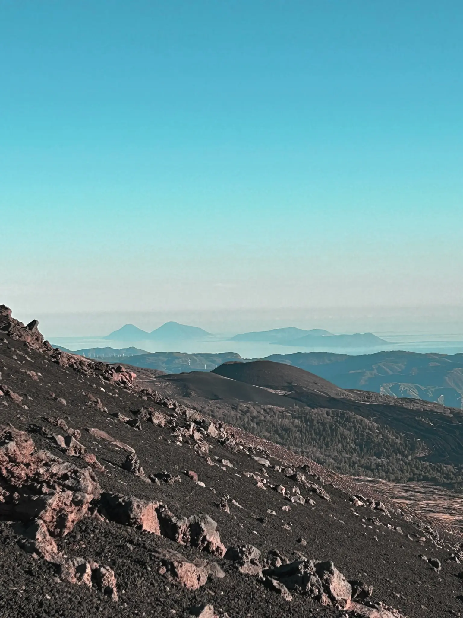 Vue des îles Éoliennes depuis l'observatoire de Pizzi Deneri